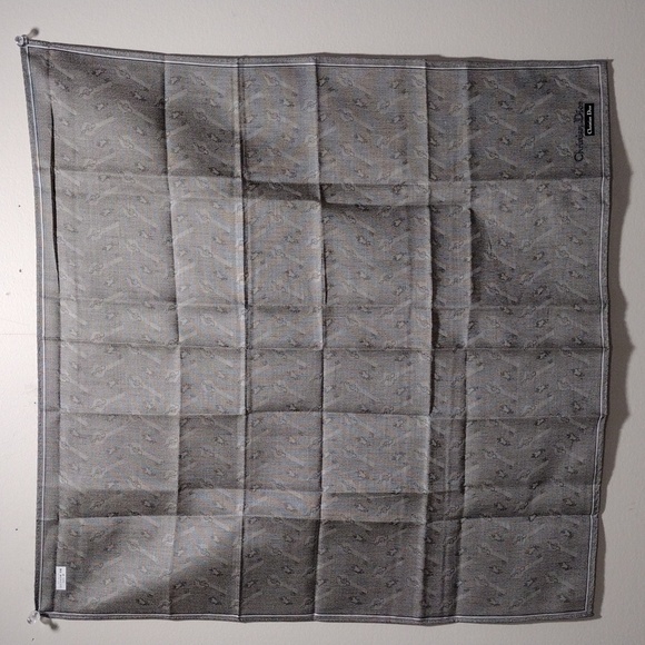 CHRISTIAN DIOR Women's 100% Cotton Grey Print Square Pocket Scarf - 19x19-inch - Picture 6 of 10